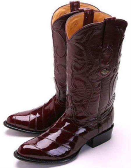 Mensusa Products Eel Classy Burgundy Brown Los Altos Men's Cowboy Boots Western Rider Style