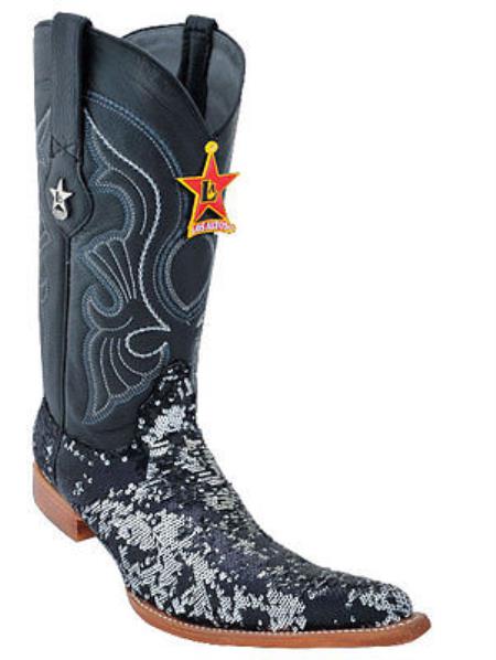 Mensusa Products Men's Los Altos Sequin Fashion Design Western Cowboy Boots Black 6x Toe 964205
