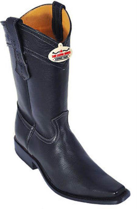 Mensusa Products Elk Leather Black Los Altos Mens Cowboy Boots Western Fashion Square Toe