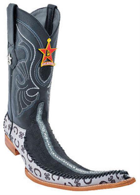 Mensusa Products Mens Western Cowboy Boots Los Altos Handmade Genuine Stingray Fashion Black