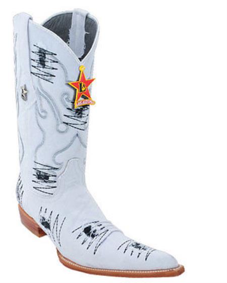 Mensusa Products Men's Los Altos Cowboy Fashion Western Boots Handmade Denim White 6x Toe
