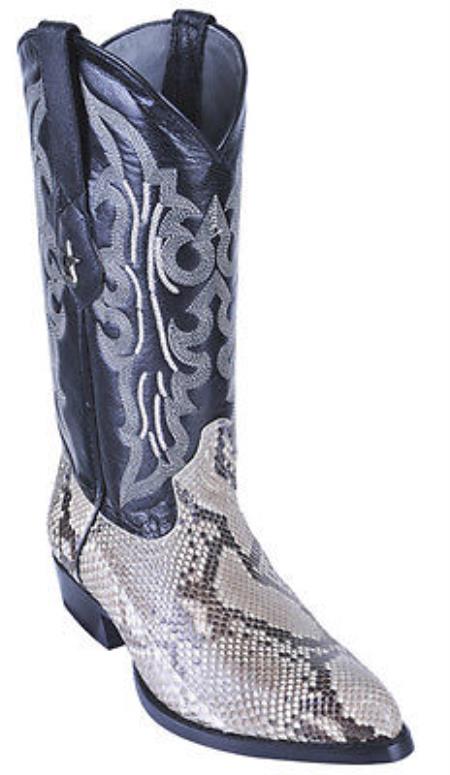 Mensusa Products Python Belly Leather Beige Los Altos Men Cowboy Boots Western Rider Style