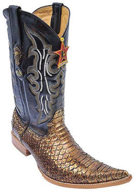 Mensusa Products Python Skin Brown Los Altos Men's Western Boots Western Riding Classics Design