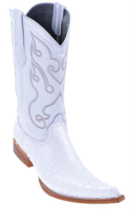 Mensusa Products Full Quill Ostrich Print Los Altos White Mens WESTERN Cowboy Boots 6x Toe