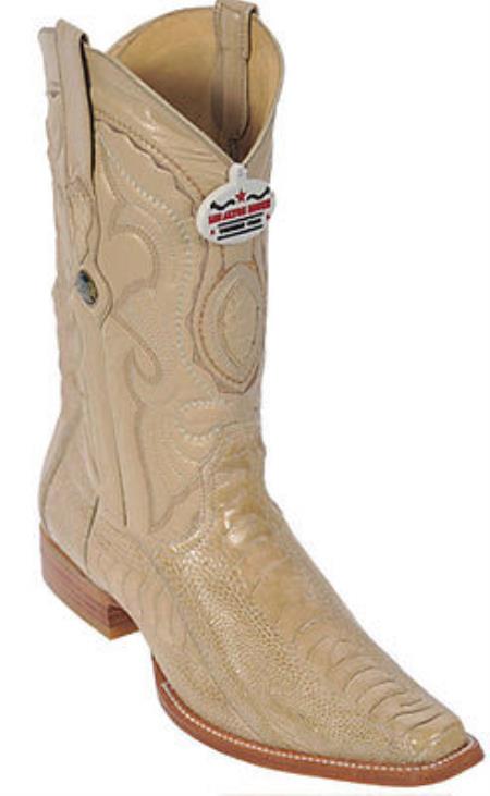 Mensusa Products Ostrich Leg Oryx Beige Los Altos Mens Western Boots Cowboy Fashion Square Toe
