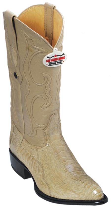 Mensusa Products Ostrich Leg Leather Beige Los Altos Men Cowboy Boots Western Fashion Rider Style