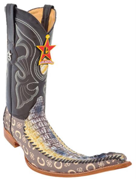 Mensusa Products Mens Western Cowboy Boots Los Altos Handmade Genuine Caiman Fashion Natural