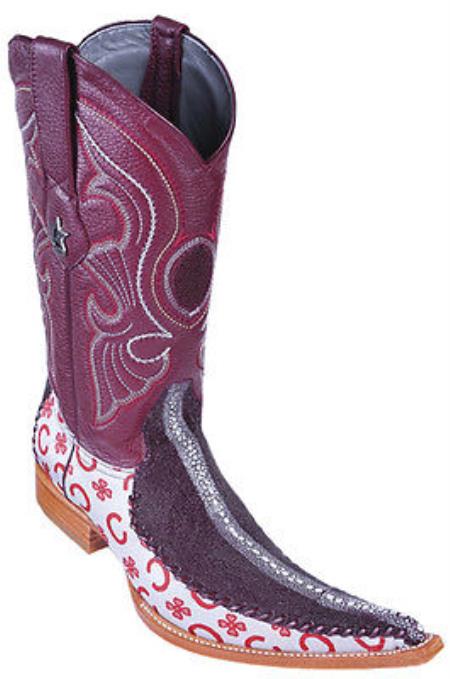 Mensusa Products Genuine Stingray Fashion Los Altos Burgundy Men's WESTERN Cowboy Boots 6x Toe