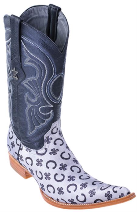 Mensusa Products Fashion Design Leather Black Silver Los Altos Mens Western Boots Cowboy 6x Toe