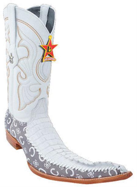 Mensusa Products Mens Western Cowboy Boots Los Altos Handmade Genuine Caiman Fashion Design White