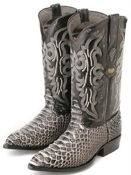 Mensusa Products Python Skin Rustic Black Los Altos Men's Cowboy Boots Western Rider Style