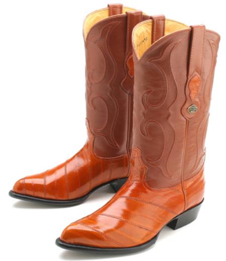 Mensusa Products Eel Classy Cognac Brown Vintage Los Altos Men's Cowboy Boots Western Riding