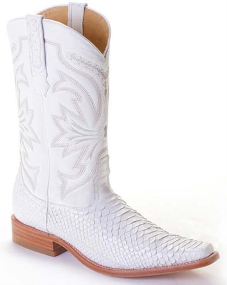 Mensusa Products Python Skin White Los Altos Mens Western Boots Cowboy Classics Style