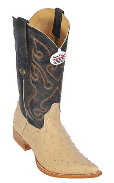 Mensusa Products Ostrich Print Beige Los Altos Men Cowboy Boots Western Classic Rider