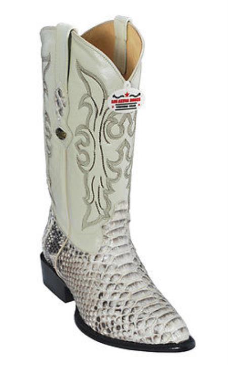 Mensusa Products Python Skin Leather Vintage Beige Los Altos Men Cowboy Boots Western Rider Style