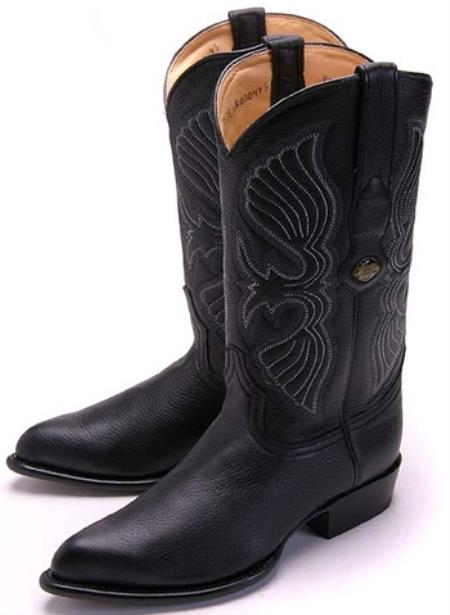 Mensusa Products Elk Leather Black Los Altos Men's Cowboy Boots Western Classics Riding