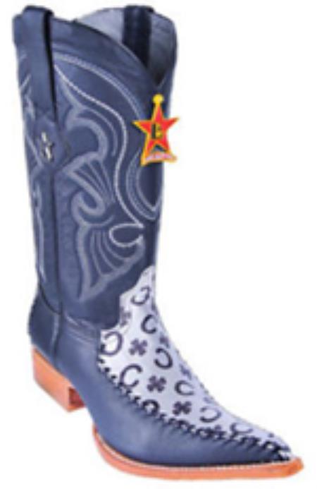 Mensusa Products Fashion Design Leather Black Silver Los Altos Mens Western Boots Cowboy 3x Toe