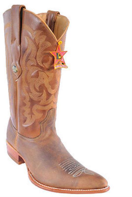 Mensusa Products Mens Los Altos Rage W/Medallion Honey Cowboy Western Boot Leather JToe Brown