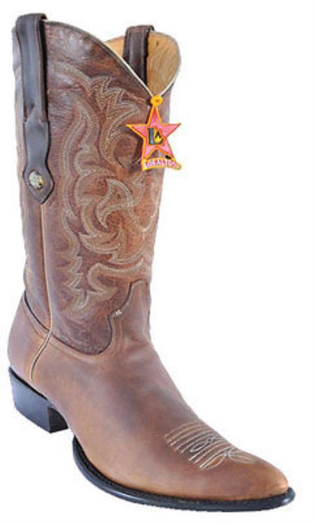 Mensusa Products Mens Los Altos Rage W/Medallion Walnut Cowboy Western Boot Leather JToe Brown