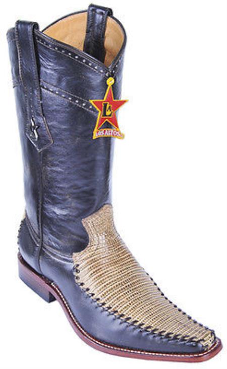 Mensusa Products Teju Lizard Leather Rustic Oryx Los Altos Men Cowboy Boots Western Rider Style Black23