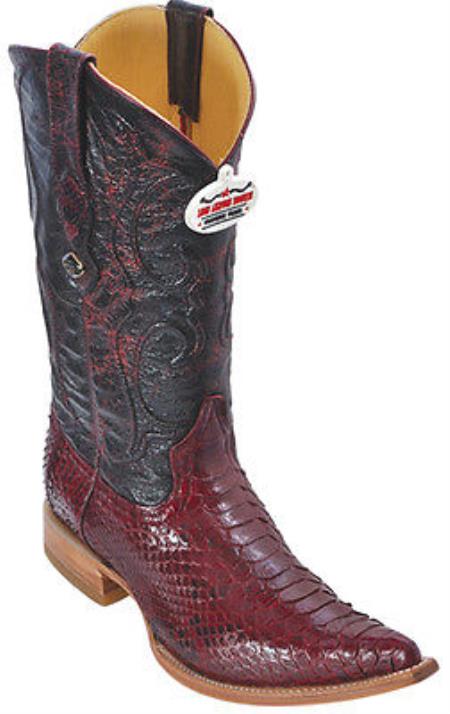 Mensusa Products Python Skin Burgundy Los Altos Mens Western Boots Cowboy Classics Style