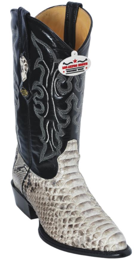 Mensusa Products Python Skin Leather Vintage Black Los Altos Men Cowboy Boots Western Rider Style