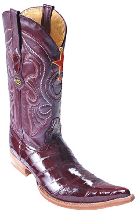 Mensusa Products Eel Classy Burgundy Brown Los Altos Men's Cowboy Boots Western Rider Style