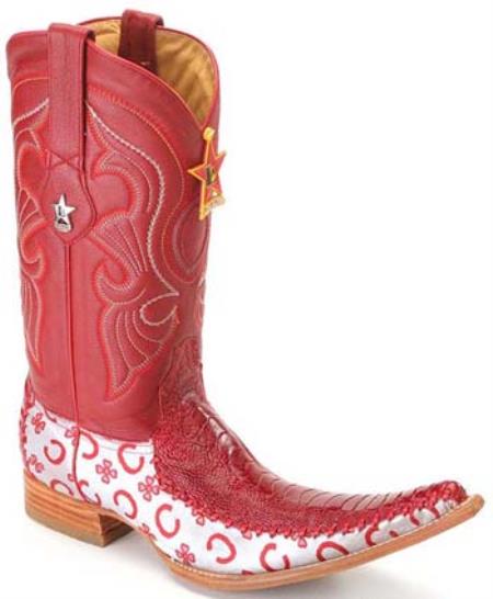 Mensusa Products Ostrich Leg Leather Red Los Altos Mens Western Fashion Boots Cowboy Style 6x Toe