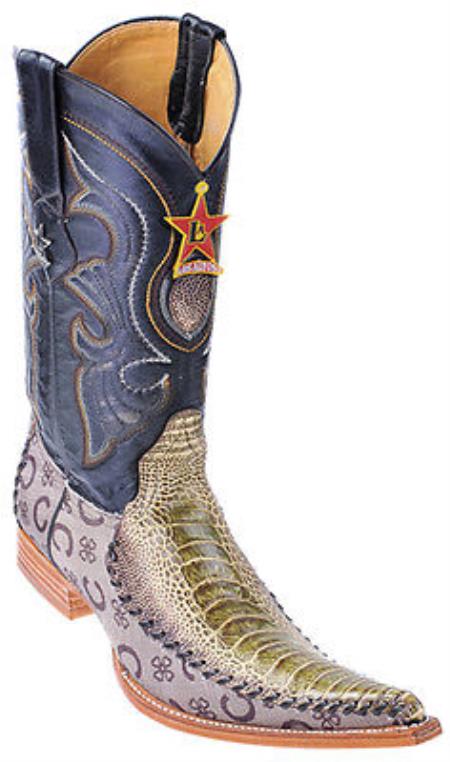 Mensusa Products Ostrich Leg Handmade Rustic Green Los Altos Mens Cowboy Fashion Boots Western