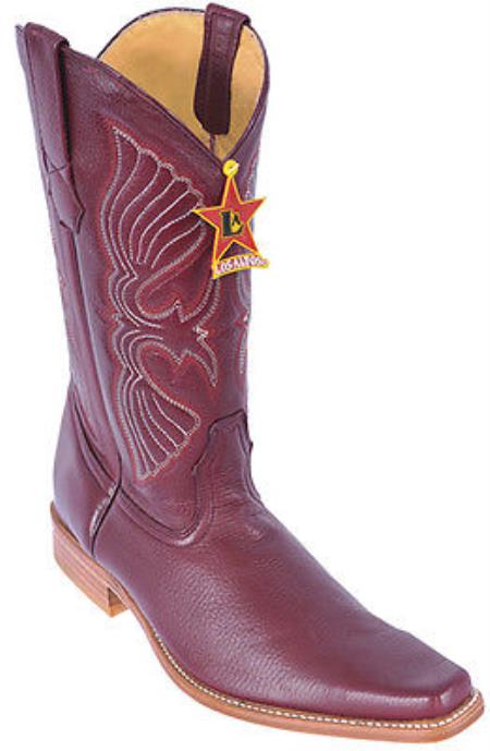 Mensusa Products Deer Burgundy Los Altos Mens Western Boots Cowboy Design Square Toe