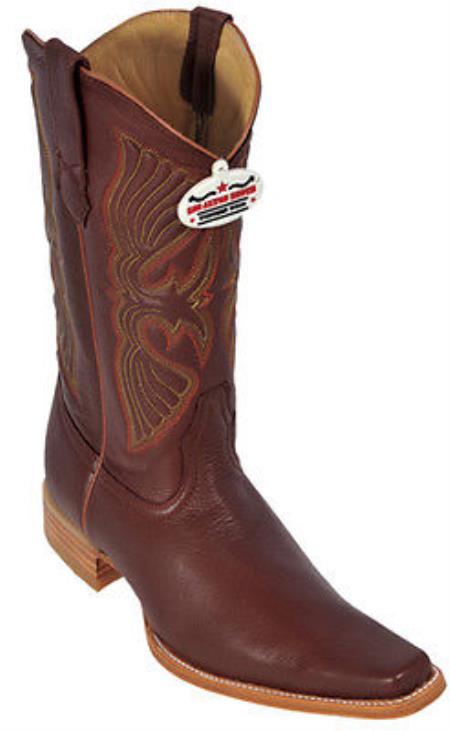 Mensusa Products Deer Brown Los Altos Mens Western Boots Cowboy Design Square Toe
