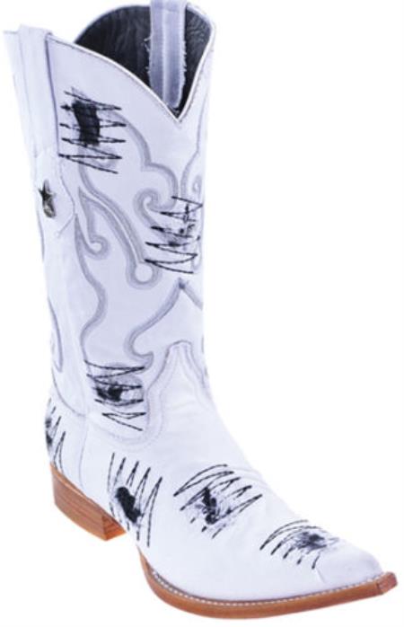 Mensusa Products Denim White Handmade Los Altos Fabric Men's Cowboy Fashion Western Boots Riding