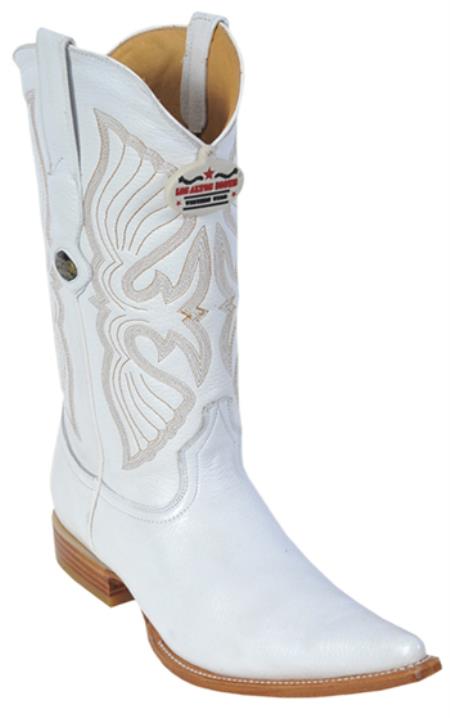 Mensusa Products Deer Leather White Los Altos Mens Cowboy Boots Western Fashion Pointy Toe
