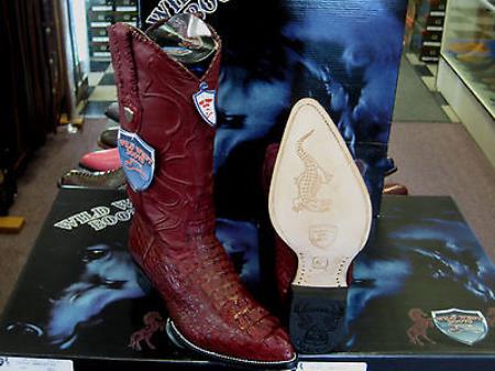 Mensusa Products Wild West Burgundy Genuine Crocodile Western Cowboy Boot (D)