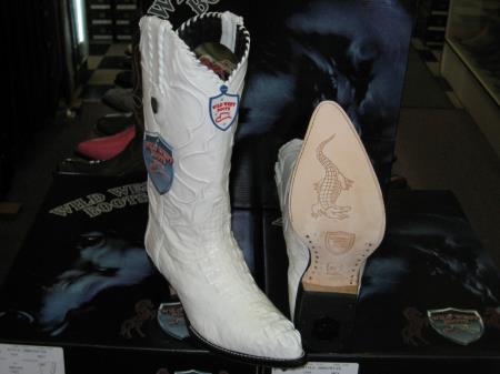 Mensusa Products Wild West White Genuine Crocodile Western Cowboy Boot (EE)