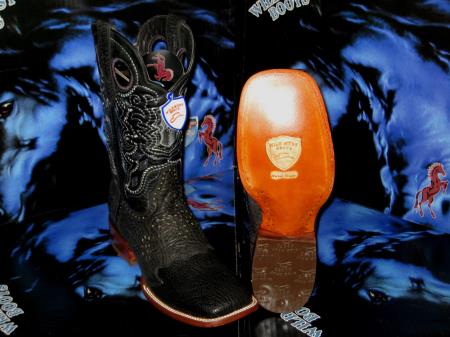 Mensusa Products Wild West Square Black Genuine Shark Rodeo Western Cowboy Boot
