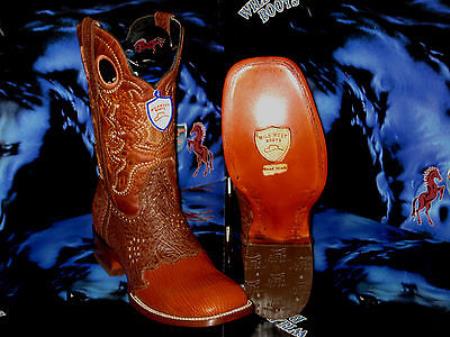 Mensusa Products Wild West Square Cognac Genuine Shark Rodeo Western Cowboy Boot