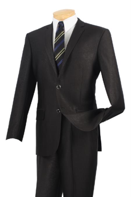 Mensusa Products Mens Single Breasted 2 Buttons Slim Fit Suits Black