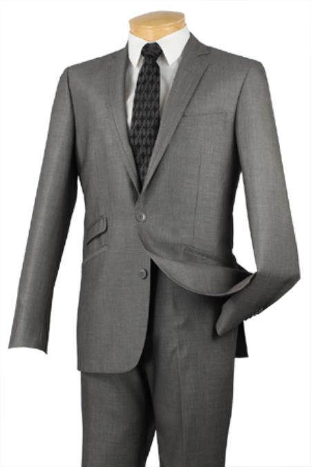Mensusa Products Mens Single Breasted 2 Buttons Slim Fit Suits Grey