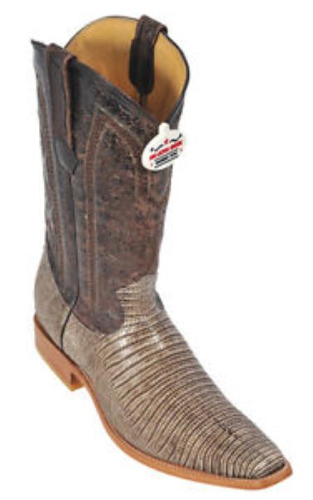 Mensusa Products Teju Lizard Leather Rustic Brown Los Altos Men Cowboy Boots Western Rider Style