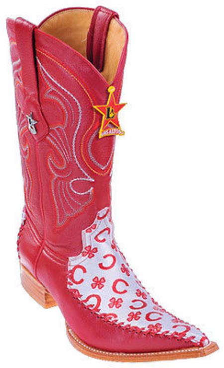 Mensusa Products Fashion Design Leather Red Los Altos Mens Western Boots Cowboy Style 3x Toe