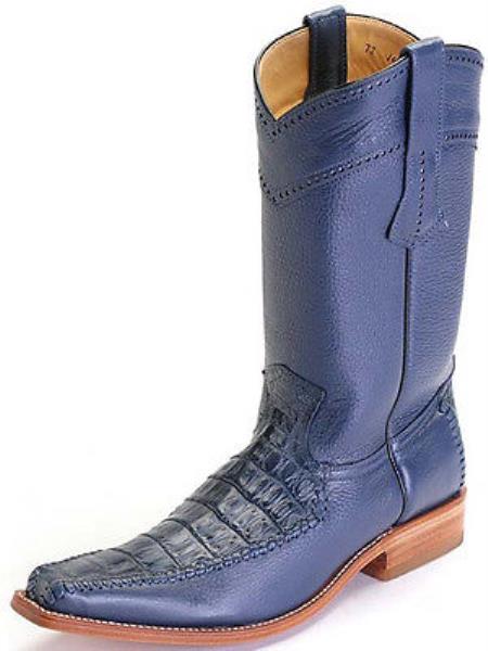 Mensusa Products Caiman Belly Leather Blue Los Altos Men Cowboy Boots Western Classic Rider Style 290