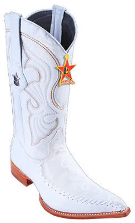 Mensusa Products Fashion Design Leather White Los Altos Mens Western Boots Cowboy Style 3x Toe