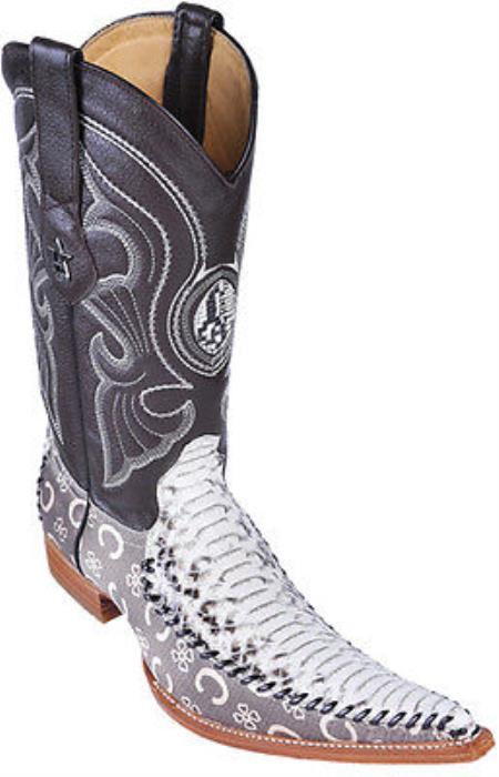 Mensusa Products Python Skin Leather Vintage Beige Los Altos Men Cowboy Boots Western Rider Style