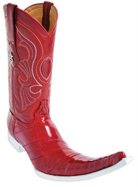 Mensusa Products Mens Western Boots Los Altos Cowboy Classics Eel Leather Vintage Riding Red