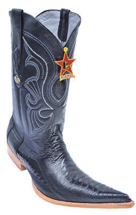 Mensusa Products Ostrich Leg Handmade Black Los Altos Mens Cowboy Boots Western Classics