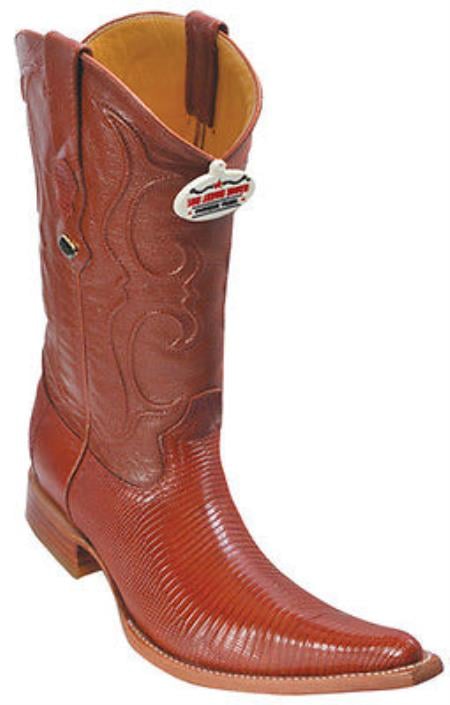 Mensusa Products Teju Lizard Leather Cognac Brown Los Altos Men Cowboy Boots Western Rider Style