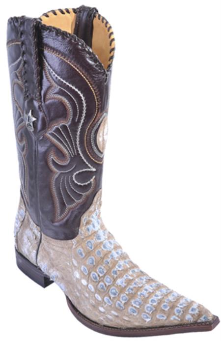 Mensusa Products Smooth Caiman Rustic Mink Beige Vintage Los Altos Men's Cowboy Boots Western