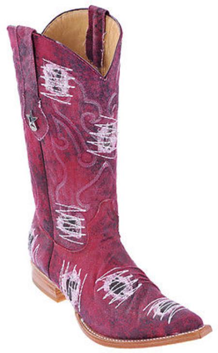 Mensusa Products Denim Burgundy Handmade Los Altos Fabric Men Cowboy Fashion Western Style Boots