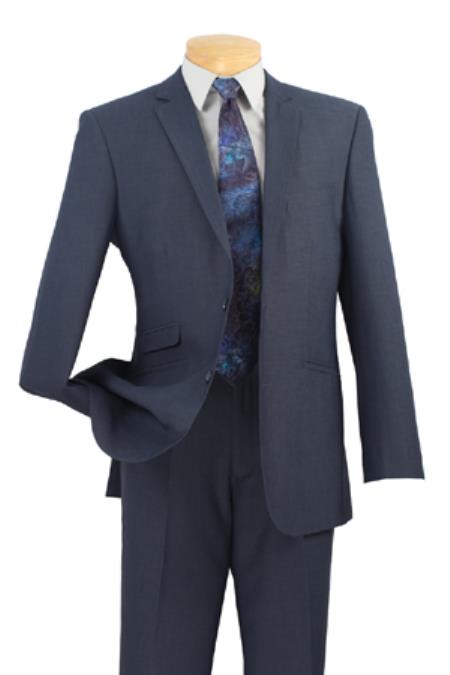 Mensusa Products Mens Single Breasted 2 Buttons Slim Fit Suits Navy